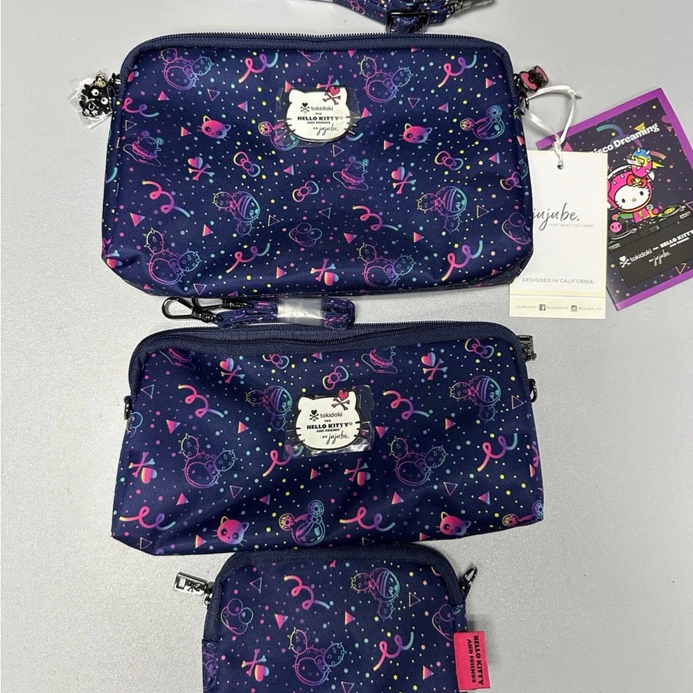 BRAND NEW Hello Kitty Friends x Tokidoki x Jujube. 3  Pouches with STRAPS